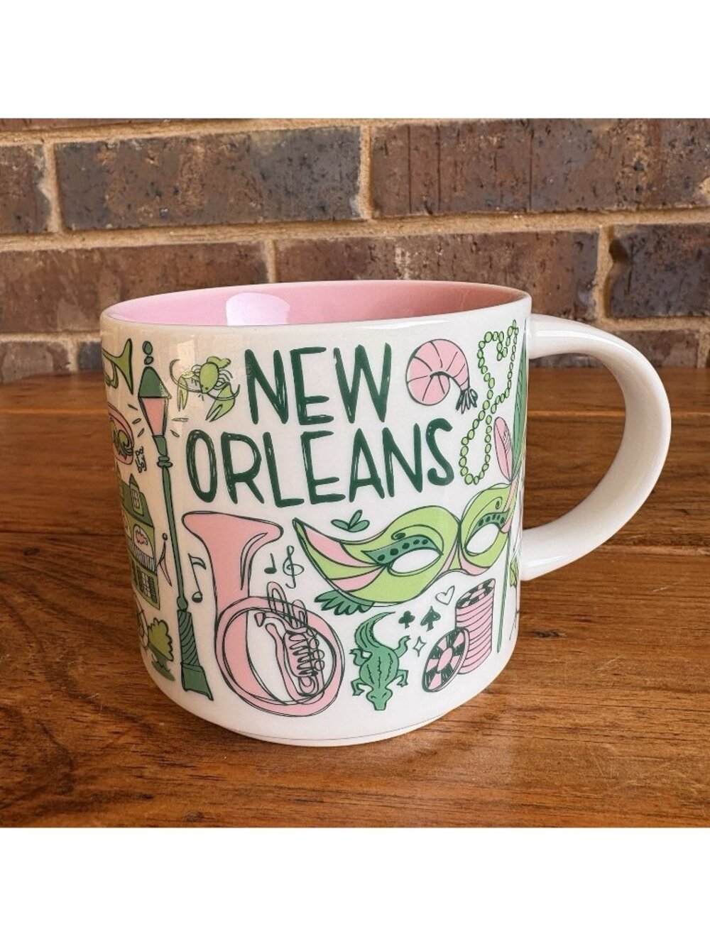 Starbucks New Orleans Been There Series Mug 14 oz Pink Interior
